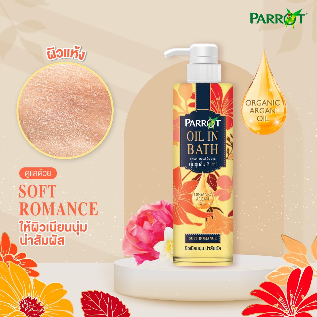 (1แถม1) Parrot Shower Cream Oil in Bath 400ml แพรอท ครีมอาบน้ำ ออยล์ อิน บาธ 400มล. - รูปที่ 6
