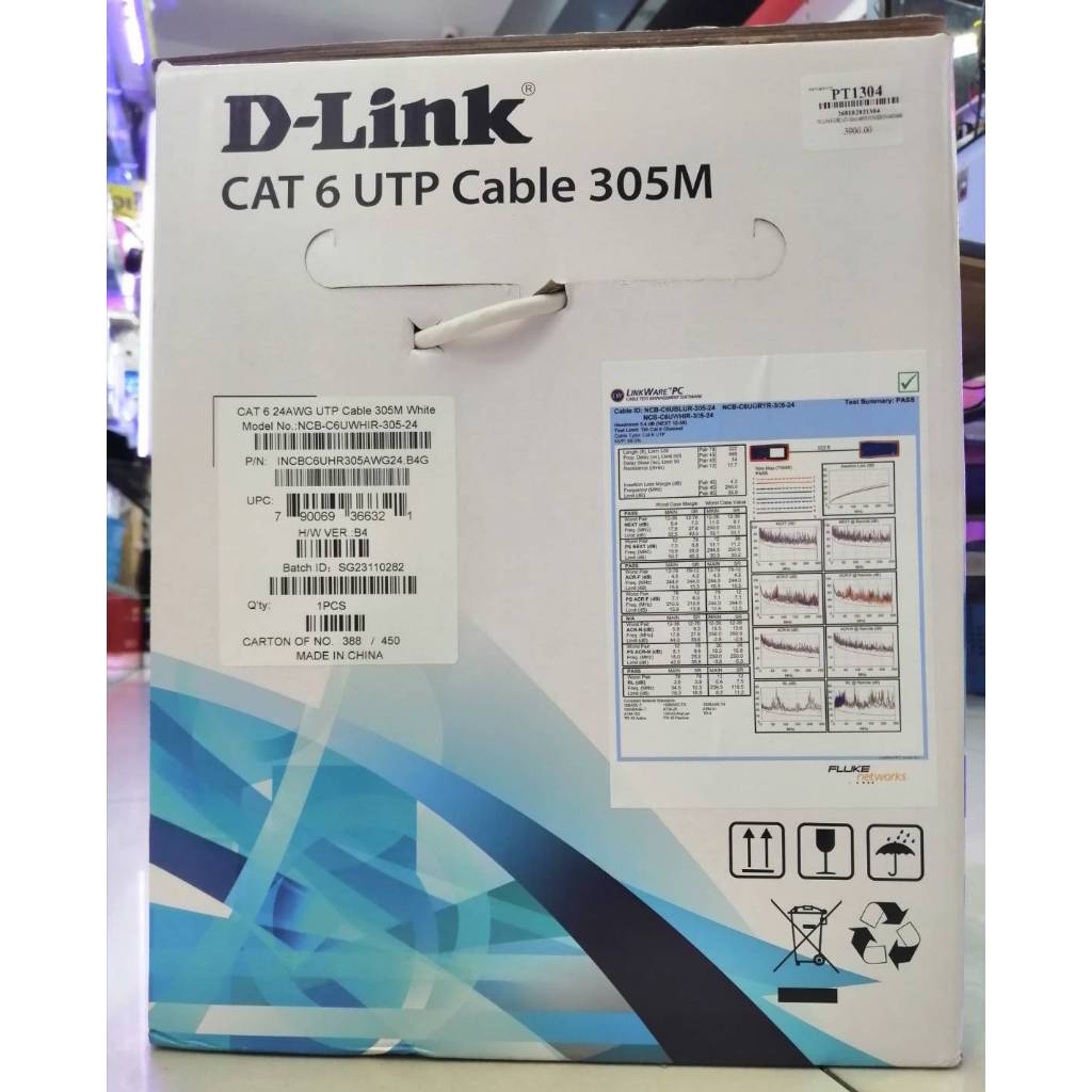 สาย LAN # D-LINK CAT 6 (Indoor)#NCB-C6UWHIR-305-24(305เมตร)