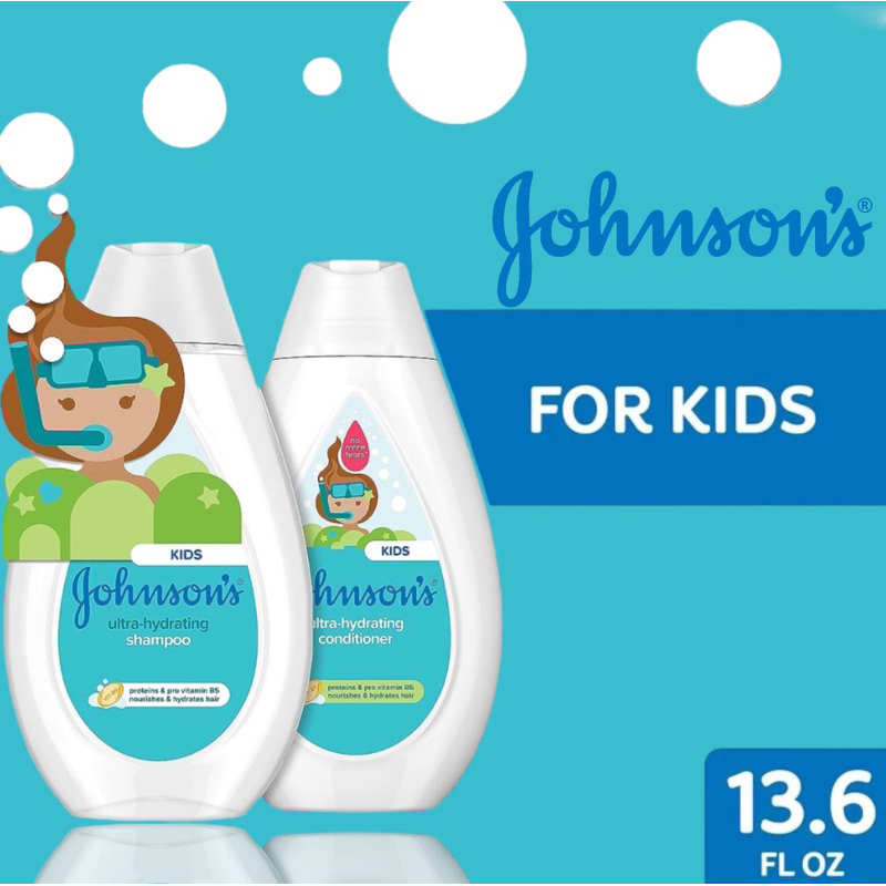 Made in แชมพูและครีมนวดผมเด็ก สูตรบำรุงล้ำลึก Johnson's Ultra-Hydrating Shampoo & Conditioner for 13.6 fl. oz