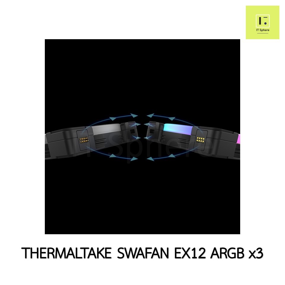 THERMALTAKE SWAFAN EX 12 ARGB SYNC BLACK FAN x3 FAN BLADESx6 :  CL-F167-PL12SW-Aพัดลม Fan fancase พัดลมเคส ex12