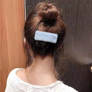 G008 กิ๊ฟติดผมขนนุ่มทรงสี่เหลี่ยม งานน่ารัก สีสวย พร้อมส่งจากไทย