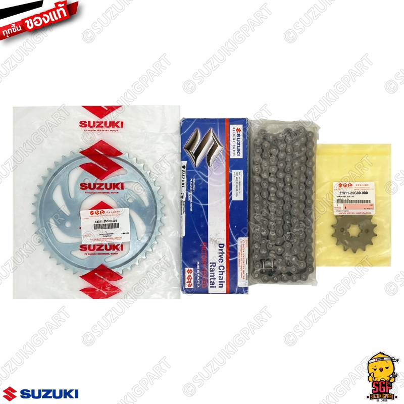 ชุดโซ่พร้อมสเตอร์หน้าหลัง (14/43/120) CHAIN & SPROCKET SET แท้ Suzuki New Raider R 150 Carbu