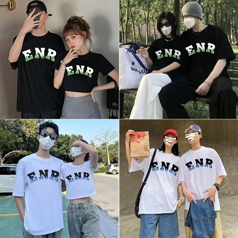 เสื้อคู่กับแฟนไซร์ใหญ่ Oversize เสื้อผ้าแฟชั่นสไตล์เกาหลี เสื้อยืดครอปผู้หญิง โอเวอร์ไซส์ชายหญิง สกรีนลายสวยงาม