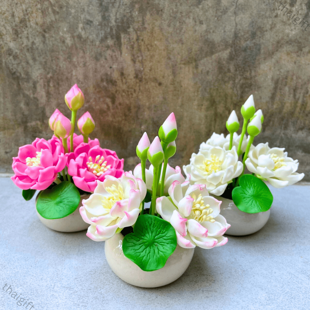 กระถางดอกบัว อ่างดอกบัว ดินปั้น 4 นิ้ว ของไหว้พระ ของบูชา บูชาสิ่งศักดิ์สิทธิ์ ของตกแต่งบ้าน สินค้าพร้อมส่ง