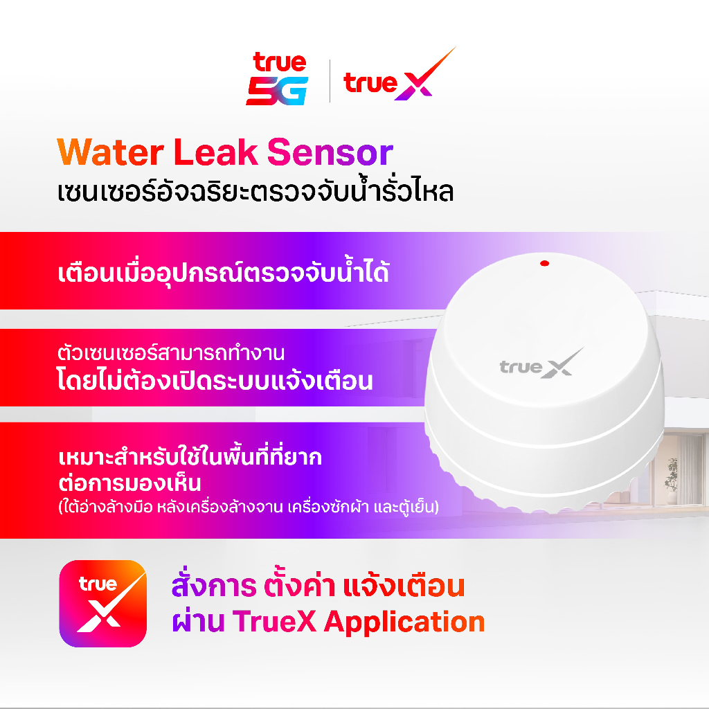 TrueX  Smart Water Leak Sensor เซ็นเซอร์อัจฉริยะตรวจจับน้ำรั่วไหล – โปรปัง