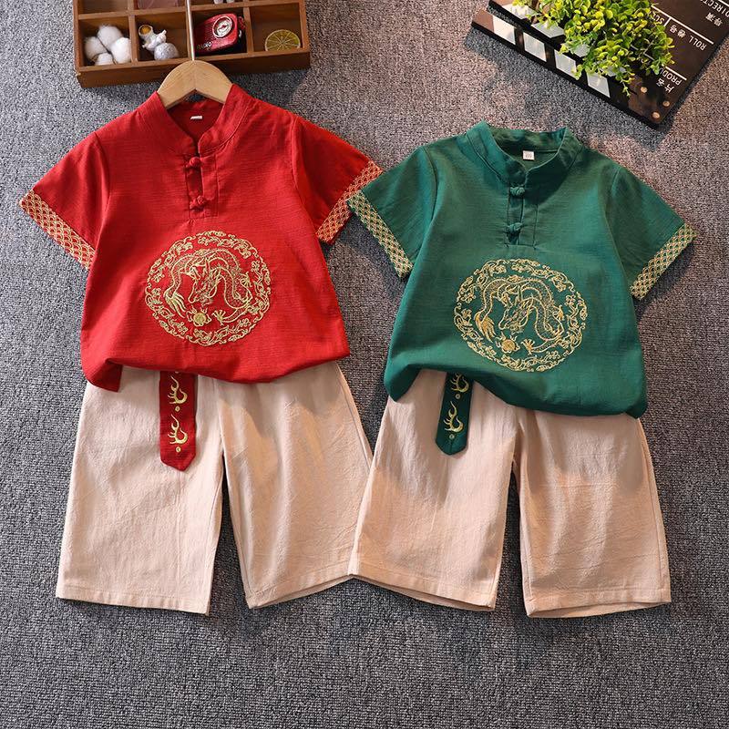 พร้อมส่ง ชุดตรุษจีน ชุดเด็กผู้ชาย ลายมังกรแม่ต้องๆจัดแล้ว