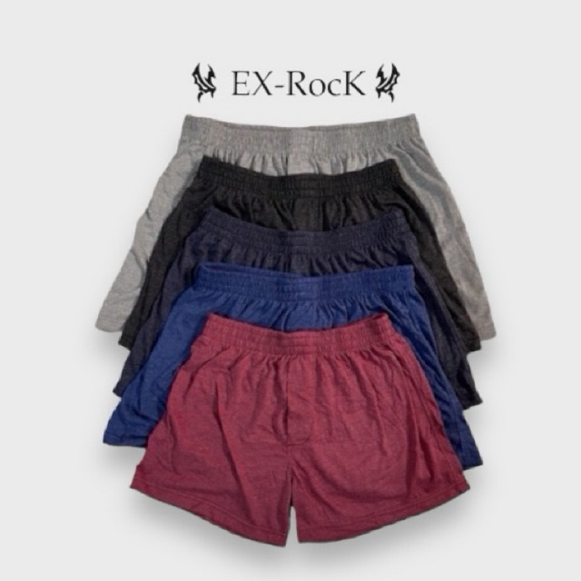 บ๊อกเซอร์สีพื้น (BOXER) กางเกงขาสั้น EX ROCK ผ้านิ่ม ยืด ใส่สบาย M-2XL