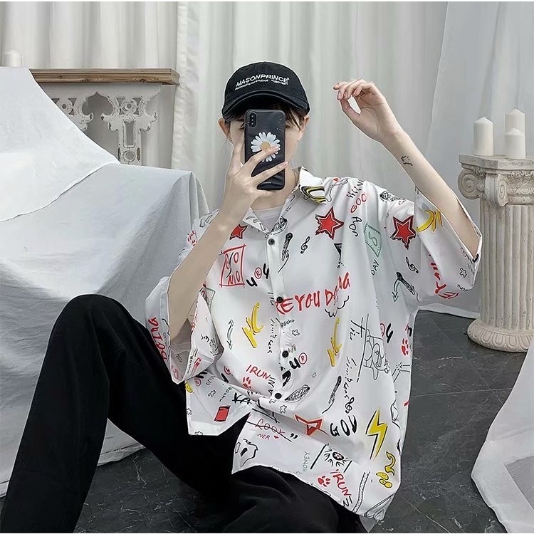 aililai1688 เสื้อเชิ้ตทรงหลวมฤดูร้อน วินเทจแขนสั้นสบายตัวมาก พิมพิ์ลายดอกไม้ สำหรับผู้ชายแขนสั้น ราคา ถูกที่สุด ดีลบีเคเค แกลเลอรีภาพที่ 9