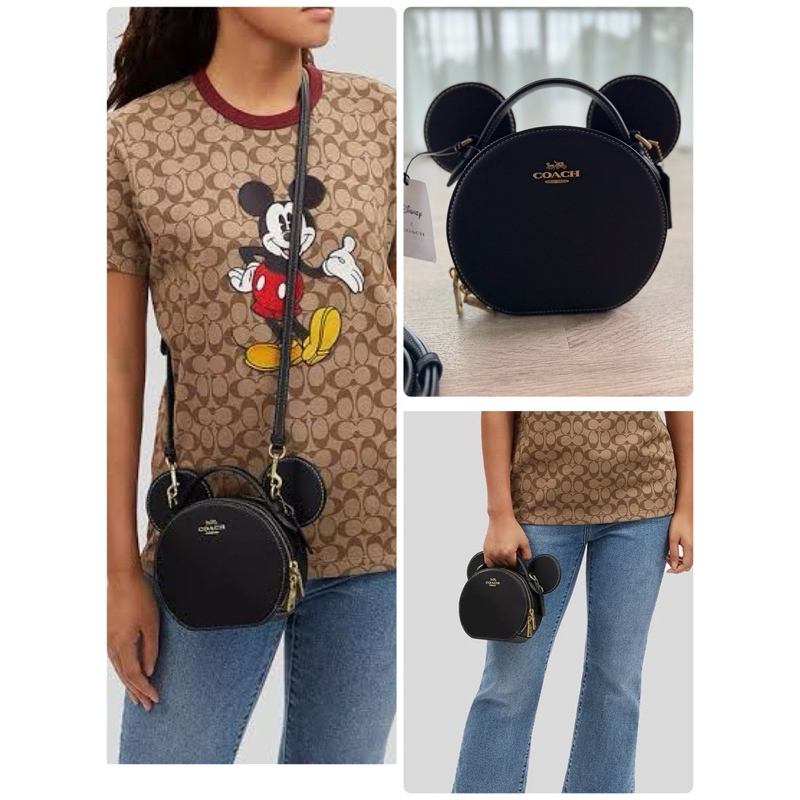(ผ่อน0%) กระเป๋าสะพายข้าง Disney X Coach Mickey Mouse Ear Bag Black CM194 หนังสีดำ 9 นิ้ว มิกกี้เมาส์