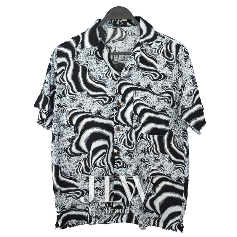 เสื้อฮาวาย ลายเสือพาดกลอน เทา