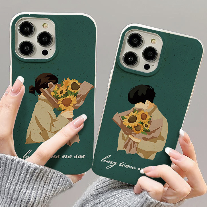 สำหรับ iPhone 11 13 For เคสไอโฟน14 15 12 Pro Max X XR XS MAX 6 7 8 14 15 Plus 12 13 MINI คู่รักซีรีส์ Sunflower รุ่น เคส ราคา ถูกที่สุด ดีลบีเคเค