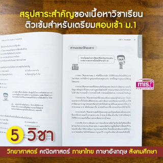 หนังสือติวเข้มเก่ง 5วิชา สอบเข้า ม.1 โรงเรียนชื่อดัง หนังสือเตรียมสอบ ม.1 หนังสือติว สรุปเนื้อหา ม.1