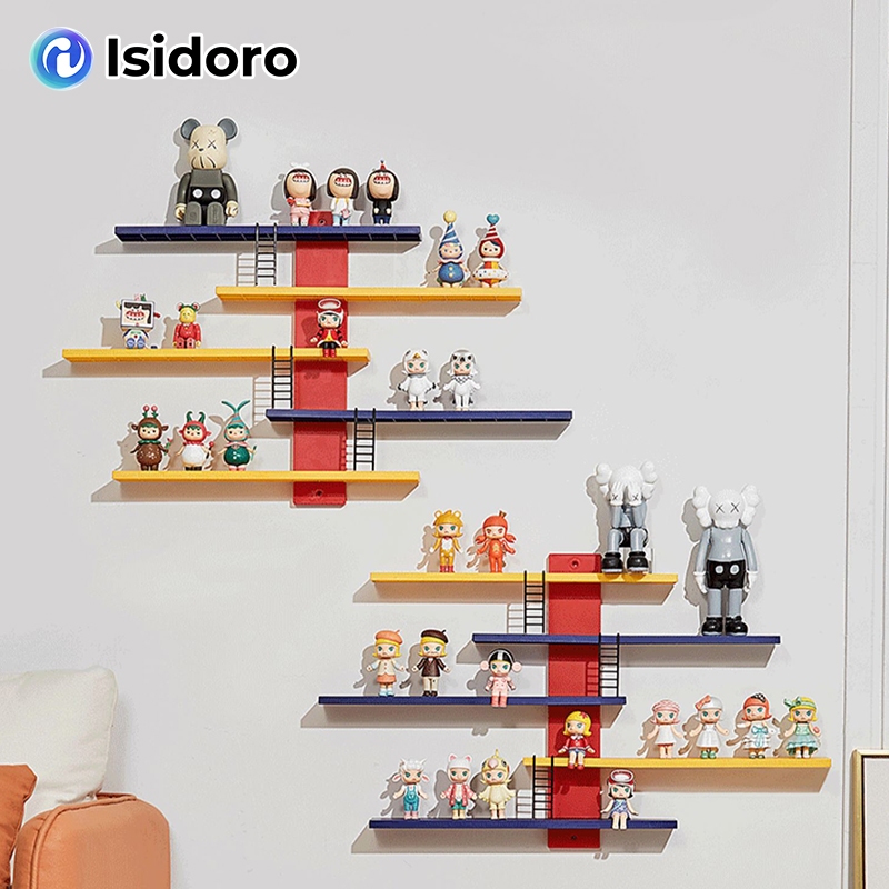 Isidoro ชั้นเก็บของโมเดล วางรวมกันได้ ดีไซน์สร้างสรรค์ ติดผนังได้ อุปกรณ์จัดระเบียบฟิกเกอร์
