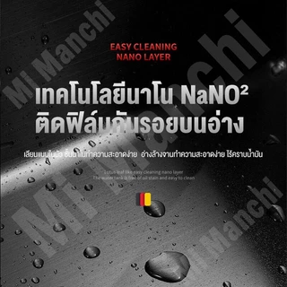 สแตนเลส304 อ่างล้างจาน/ซิงค์ล้างจาน/ซิ้งล้างจาน sink kitchen (นาโนดำ/สแตนเลส)ตะกร้าระบายน้ำ+ก๊อกน้ำ+ท่อระบายน้ำ