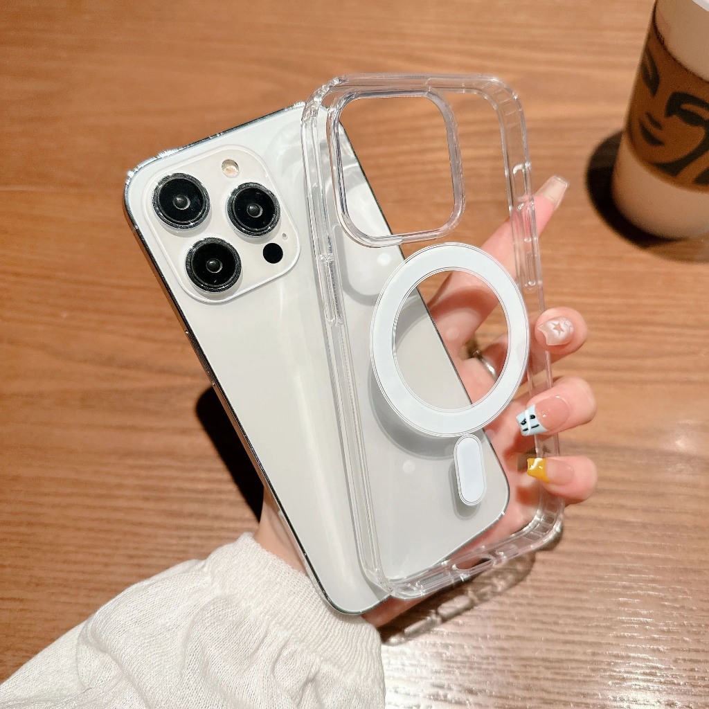 เคสมือถือ แม่เหล็ก เคสใส สำหรับ ไอโฟน Case for iPhone 16 15 14 13 12 11 pro max plus พลัส โปร แม็กซ์