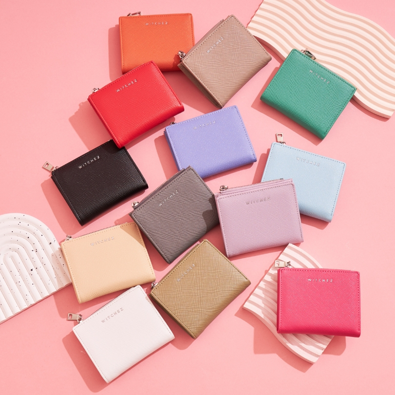 พร้อมส่ง12สีWITCHEZ SMITH WALLETกระเป๋าสตางค์ใบสั้นบางเฉียบหนังกันรอย Unisexใส่ธนบัตรได้ไม่ต้องพับ