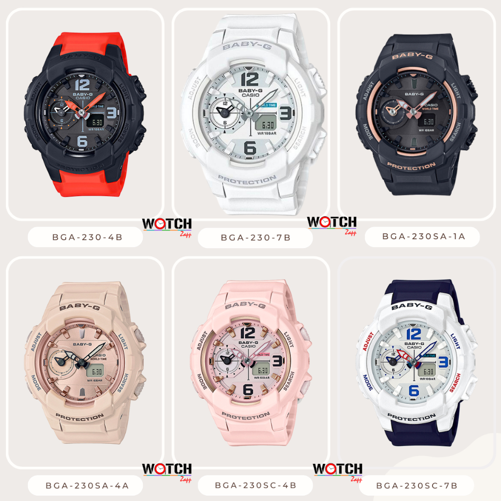 Casio Baby-G นาฬิกาข้อมือสุภาพสตรี รุ่น BGA-230 BGA-230SA BGA-230SC BGA-230SC-7 BGA-230SC-4