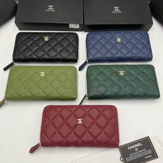 กระเป๋าตังค์ใบยาว ชา-เมว ซิปรอบ สินค้าพร้อมส่งพร้อมกล่องถุงผ้าการ์ด