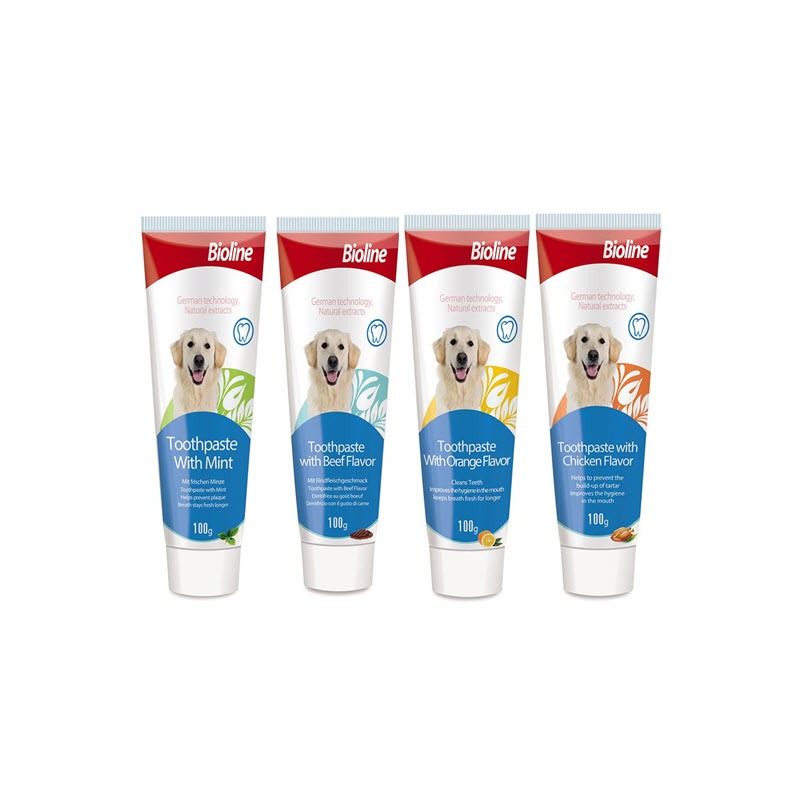 Bioline ยาสีฟันสำหรับสุนัข ลดการเกิดคราบพลัค การสะสมหินปูน ยับยั้งแบคทีเรีย ลมหายใจหอมสดชื่น ในช่องปากสุนัข