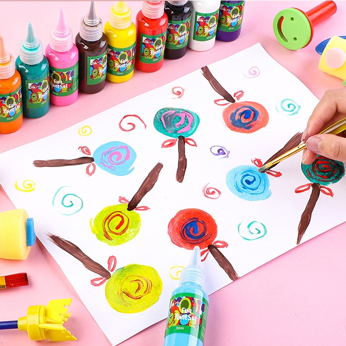 ของเล่น สีน้ำล้างออกได้ แปรงทาสี ลูกกลิ้ง ของเล่นเสริมพัฒนาการ ศิลปะ DIY แปรงระบายสีสำหรับเด็กปฐมวัย 30ชิ้น Sponge Brush - รูปที่ 3