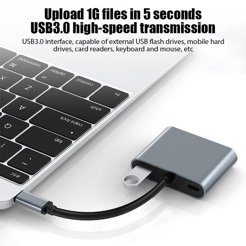 4 In 1 Hub 4K Type C to HDMI VGA USB-C อะแดปเตอร์แปลงวิดีโอ 1080P สําหรับ PC Laptop