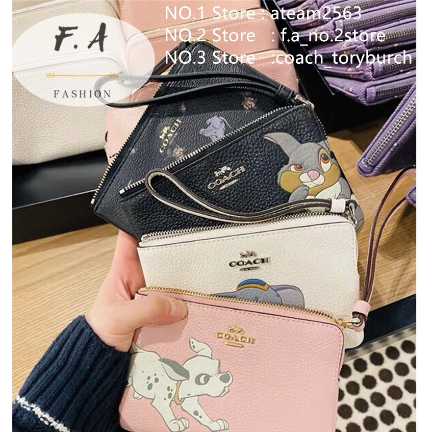 F.A ว่าแท้100% coach แท้ Disney Series กระเป๋าใส่เหรียญผู้หญิงคลัทช์ Q น่ารักและน่ารัก คล้องมือ 9177