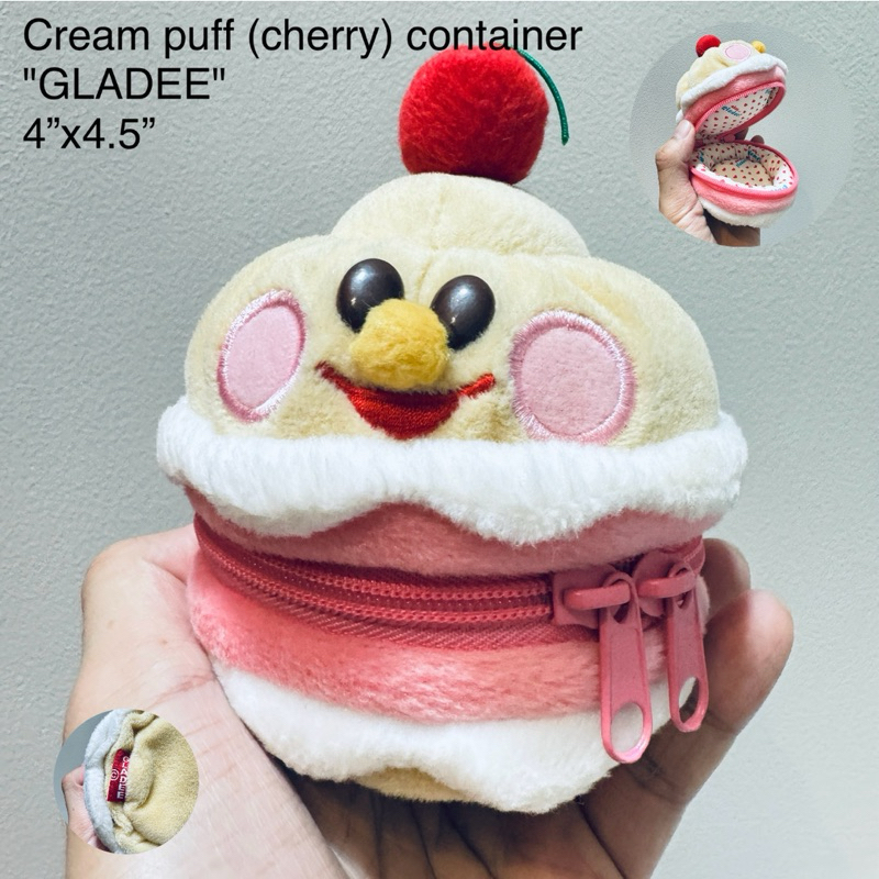 #กระเป๋าซิป คัฟเค้ก Cream puff cherry container ขนาด4”x4.5” #Gladly #Gladee #หายาก #สภาพสมบูรณ์ #ลิข