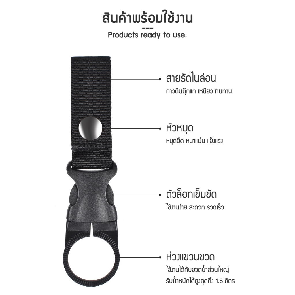 Zigma home - ตะขอ ตะขอแขวน ขวดน้ำ ที่แขวนขวดน้ำ สายแขวนขวดน้ำ สำหรับพกพา กระติกน้ำสนาม ขวดน้ำสนาม อุปกรณ์เดินป่า ปีนเขา - รูปที่ 5