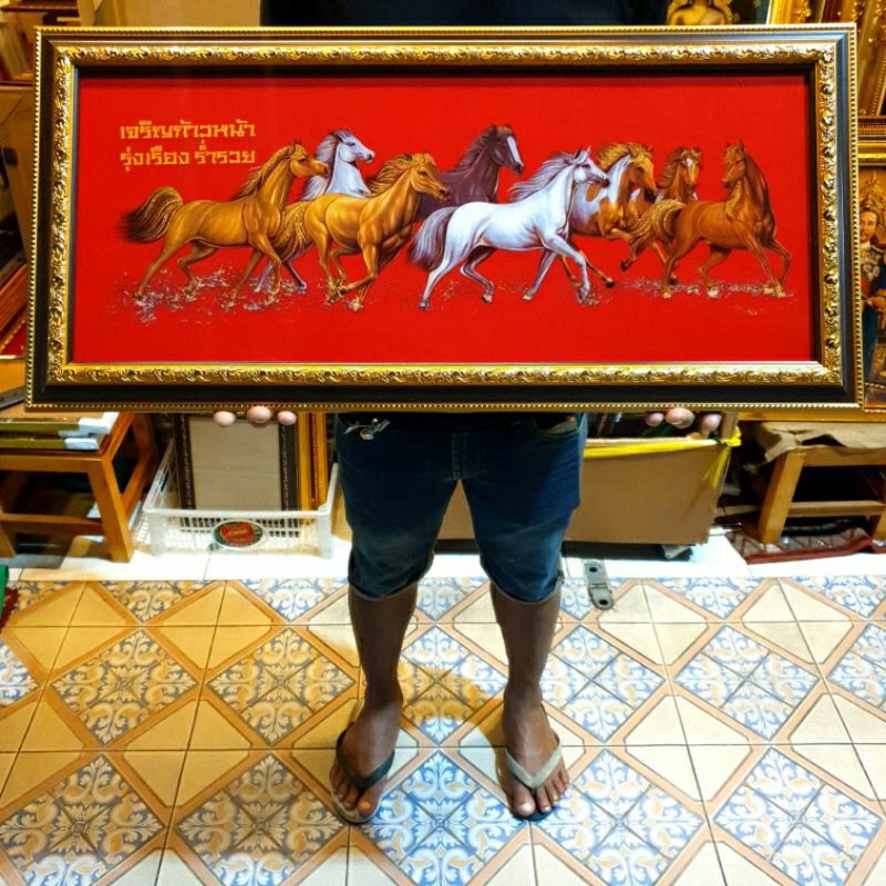 กรอบรูป ม้า ม้า8ตัว รูปม้า รูปม้ามงคล ม้าหันซ้าย รูปม้าหันซ้าย ม้านำโชค ภาพม้า รูปม้า เสริมฮวงจุ้ย ของที่ระลึก ของขวัญ