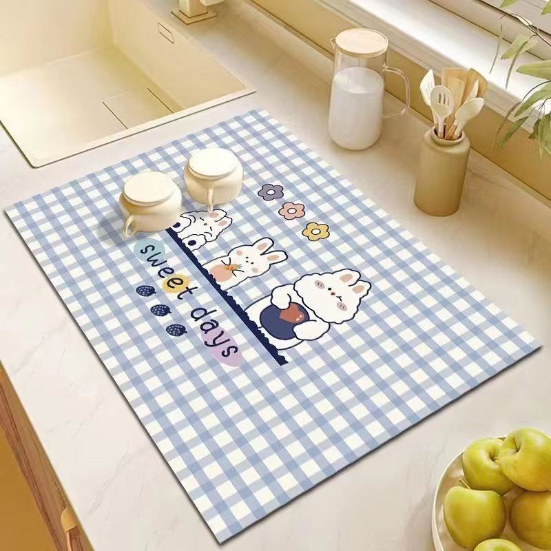 แผ่นระบายน้ํา ทรงสี่เหลี่ยม พิมพ์ลาย 40x60cm สีขาว แบบแห้งเร็ว สําหรับตกแต่งบ้าน ครัว - รูปที่ 4