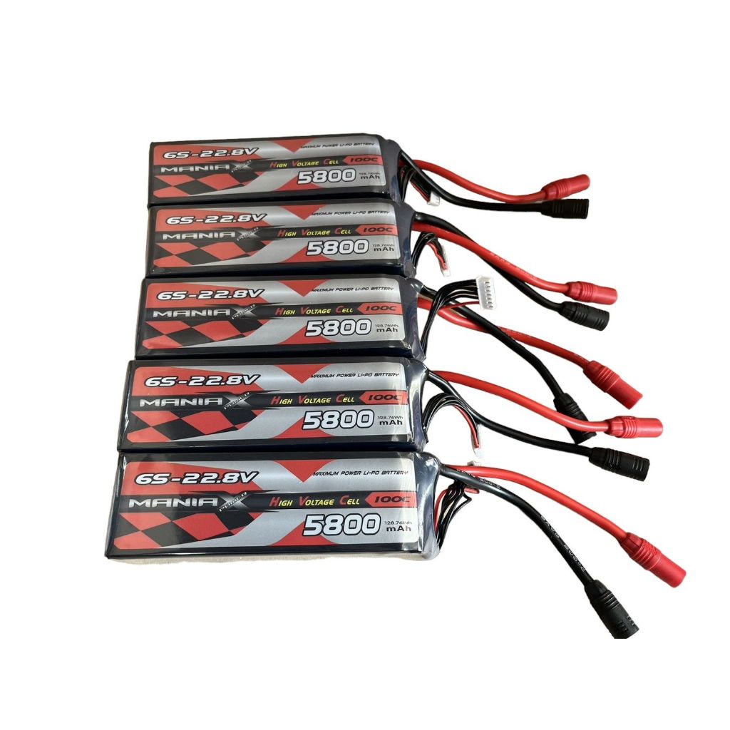 [แบตเตอรี่ 6เซล] ManiaX HV LiPo 6S 5800mAh 22.8V High Voltage 100C AS150 และ ปลั๊ก XT90