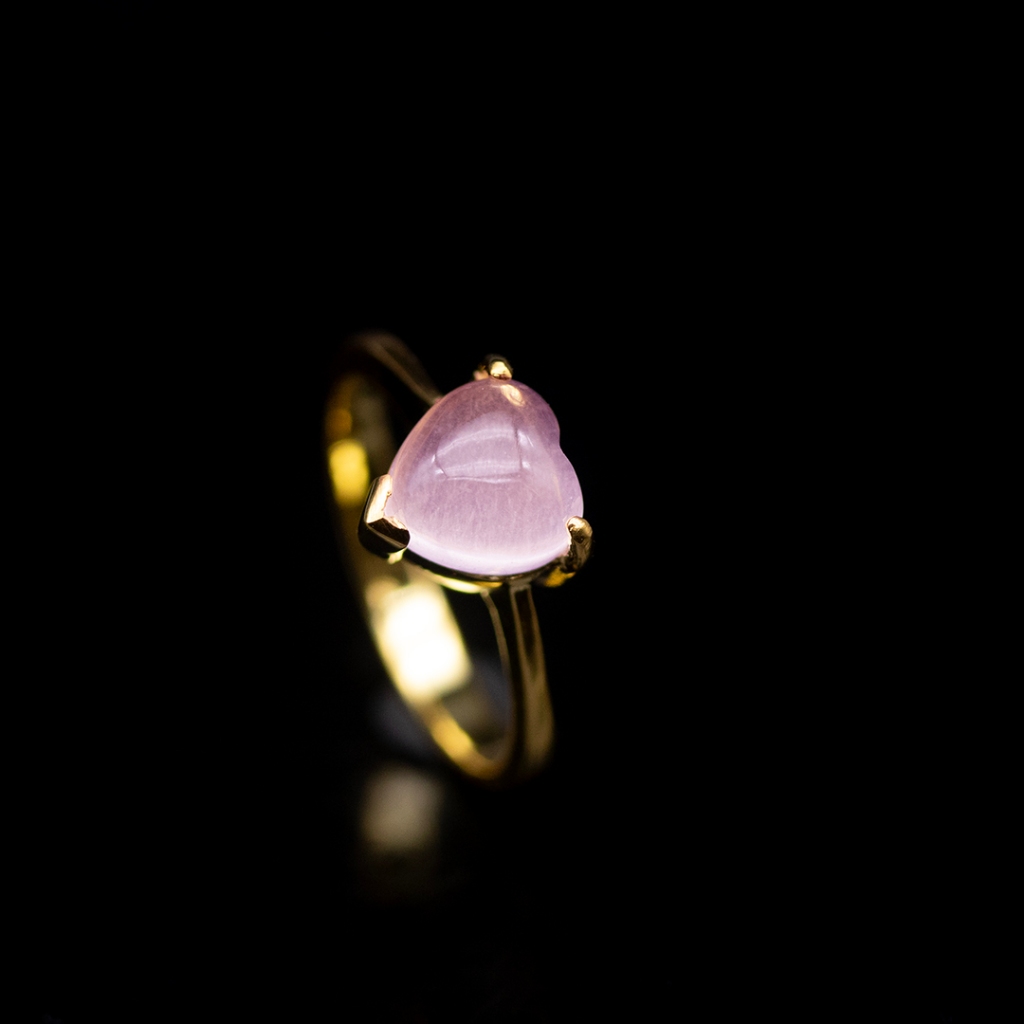 แหวนพลอยโรสควอตซ์ (Rose Quartz) พลอยแห่งความรัก เรือนเงินแท้ 92.5% ชุบทองคำ พลอยแท้จากมาดากัสการ์ ไซส์นิ้ว 50 หรือเบอร์