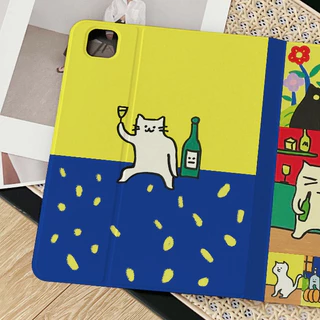 🌻24 ชั่วโมง🌻เคสไอแพด KITTY drink Gen12 Air6 gen11 เคส iPad party Gen8 AIR6/7Case iPad มีที่เก็บปากกา