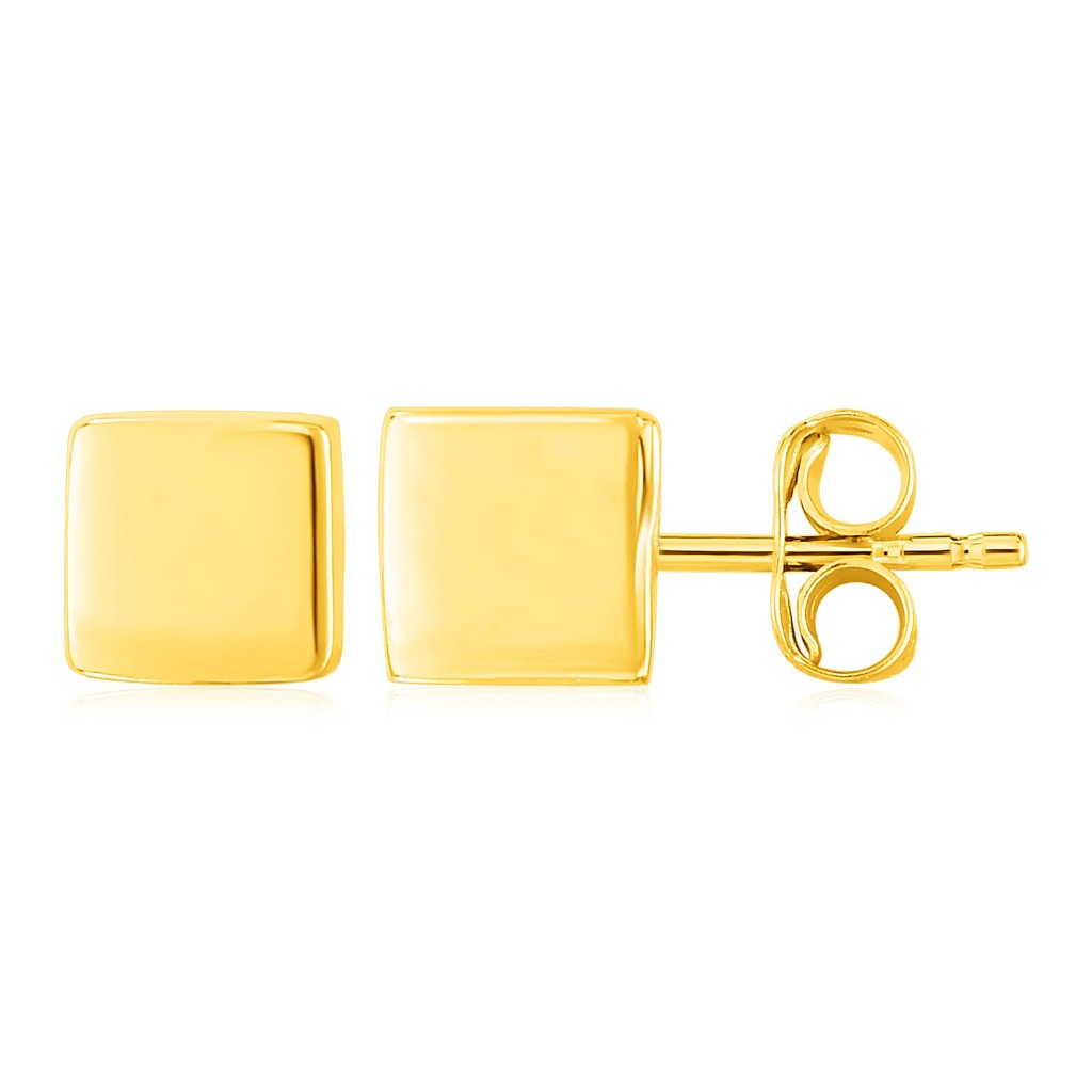 Nathalias NY ต่างหู Cube ทอง 14k. 14k Yellow Gold Polished Cube Post Earrings Pre order 10-12 days