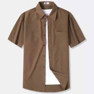 เสื้อเชิ้ตแบบใหม่ล่าสุด ผ้ายืดใส่สบาย 104#เสื้อเชิ้ตสีดำ มีกระเป๋าหน้า