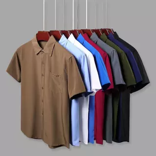เสื้อเชิ้ตแบบใหม่ล่าสุด ผ้ายืดใส่สบาย 104#เสื้อเชิ้ตสีดำ มีกระเป๋าหน้า