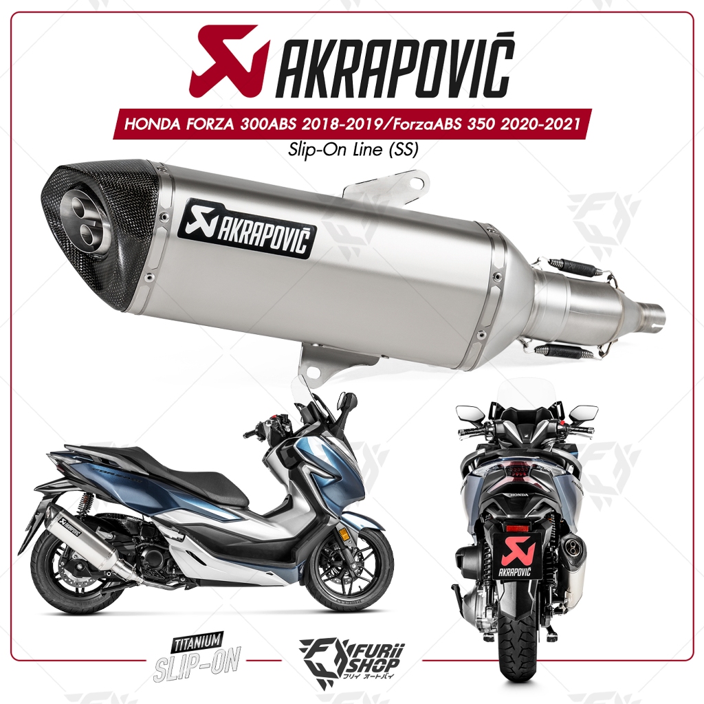 ท่อ Akrapovic Slip on Titanium New Shape (2รู) Logo Aluminium สำหรับ HONDA FORZA300 2018+/Forza 350 FuriiShop