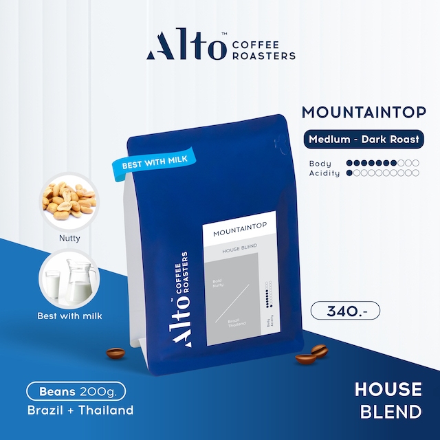 Alto Coffee เมล็ดกาแฟ คั่วกลางค่อนเข้ม Mountaintop Blend (200g)