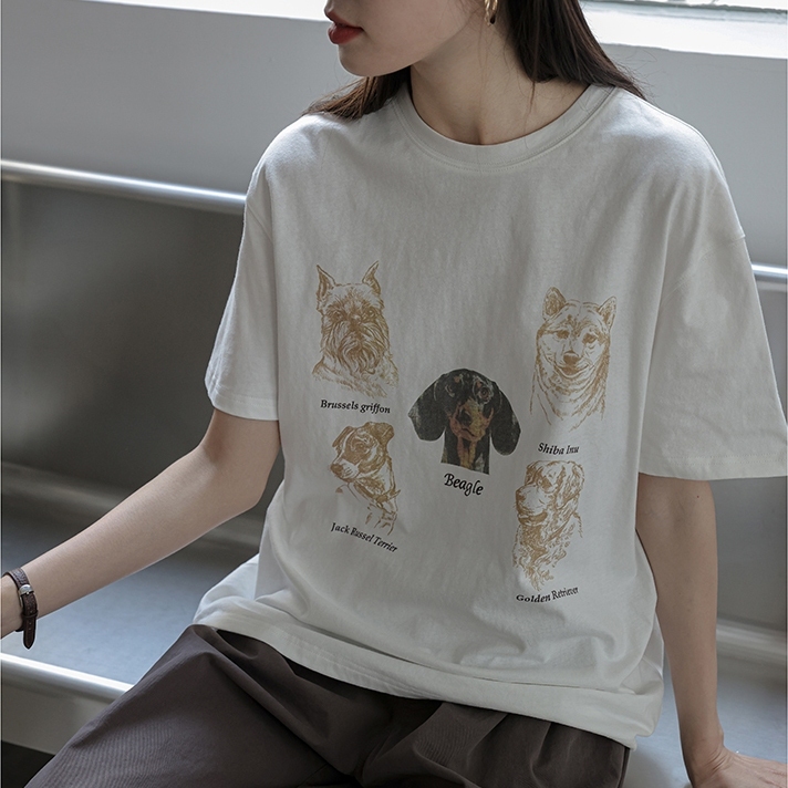 100% แขนสั้น เสื้อยืด คอกลม แขนสั้น ผ้าฝ้าย พิมพ์ลาย เหมาะกับฤดูร้อน สําหรับผู้หญิง