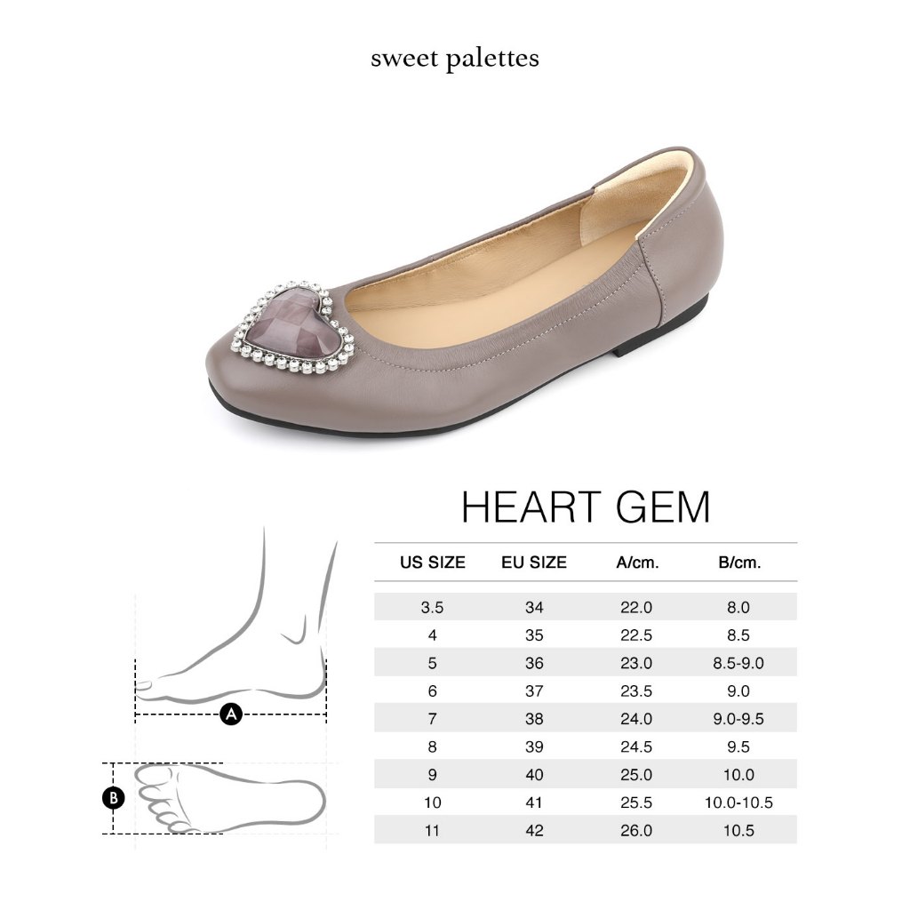 Sweet Palettes รองเท้าหนังแกะ Heart Gem in Rose