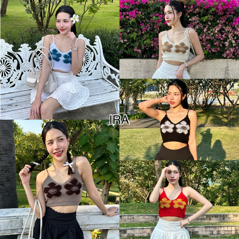 BY IRA เสื้อสายเดี่ยวตัวสั้นลายดอกไม้ เข้ากับทุกการแต่งกาย สไตล์ฝรั่งเศส เรโทร – โปรปัง