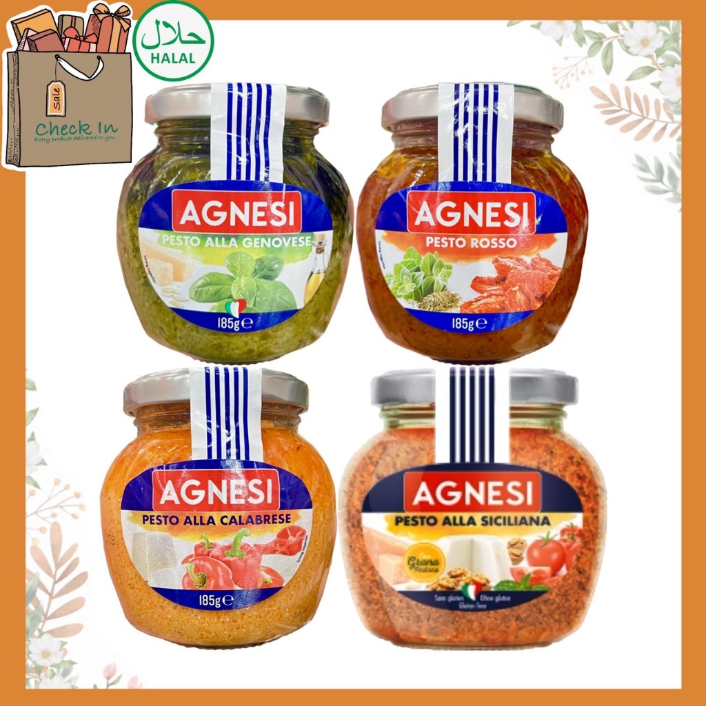 Agnesi Pesto alla Genovese, Rosso, Calabrese, Siciliana 185g แอคเนซี เพสโต้ อัลลา เจโนเวเซ่ ซอสคลุกพาสต้า ซอสสปาเก็ตตี้