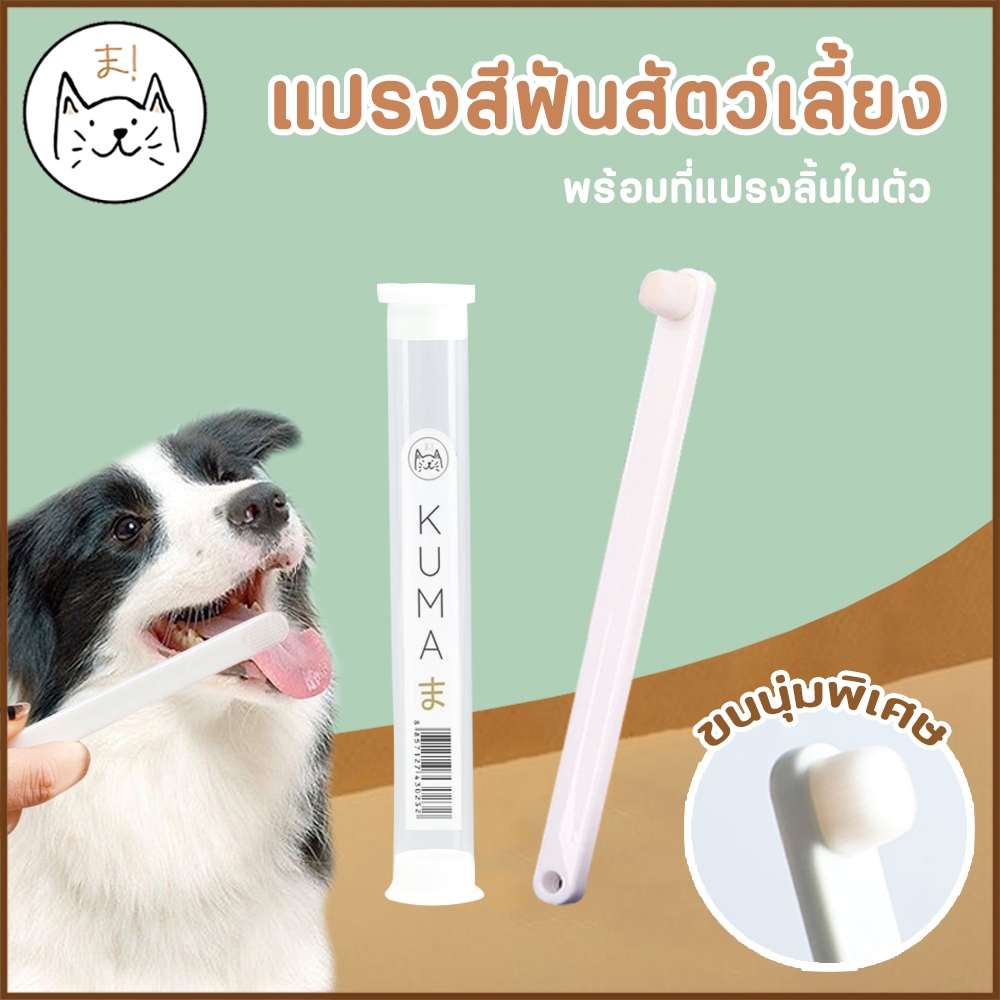 KUMAま แปรงสีฟันสัตว์เลี้ยง 360องศา หัวแปรง 3 ด้าน ขนนุ่ม อ่อนโยนต่อเหงือกและฟัน แปรงสีฟันหมา แมว สุนัข 3D