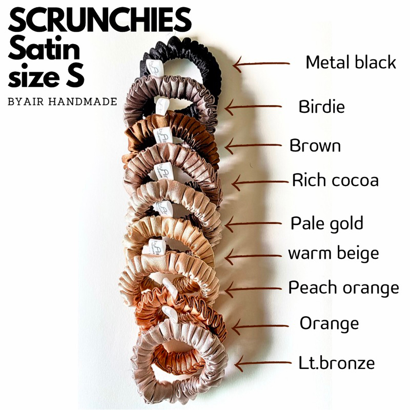 SCRUNCHIES ยางมัดผมโดนัท 2ชิ้น ขนาดเล็ก size S ผ้าซาตินเนื้อดีสวยหรู