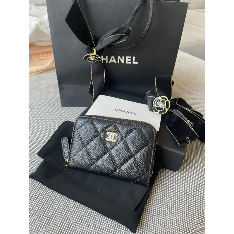 ทักแชทรับส่วนลดเพิ่ม!!!!  New Chanel Classic Zipped Coin Purse Full set กระเป๋าใส่บัตรชาแนล ของแท้