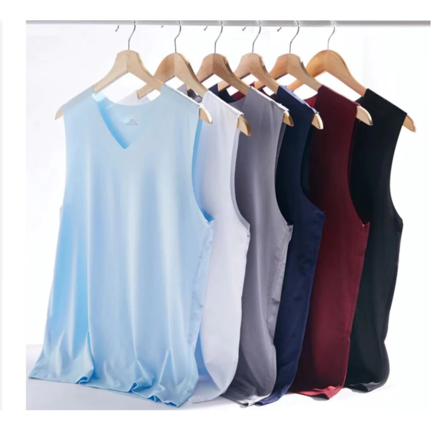 เสื้อกล้ามชาย เสื้อแขนกุดชาย คอวี พร้อมส่งจากไทย ระบายอากาศ ไร้ขอบ V Neck Sleeveless shirt ผ้าลื่น บางเบา8922