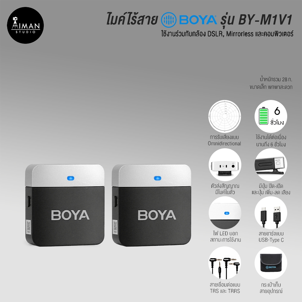ไมค์ไร้สาย Boya BY-M1V1