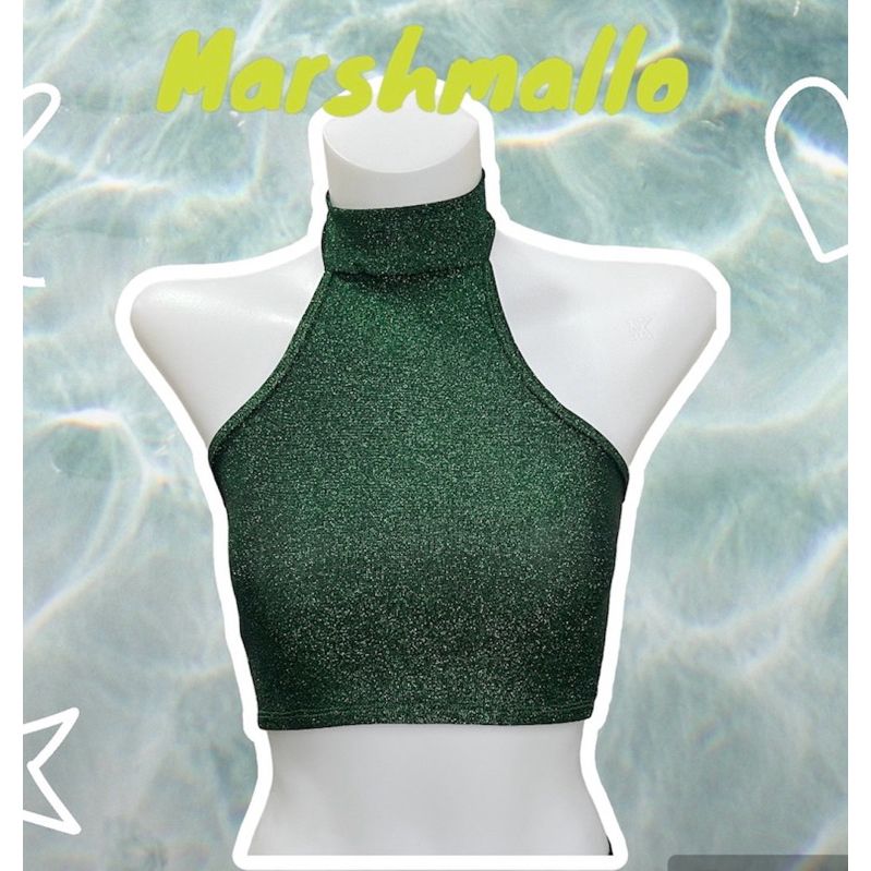 MML111☀️เสื้อครอปโชว์หลัง☀️คอเต่า☀️ระยิบระยับ