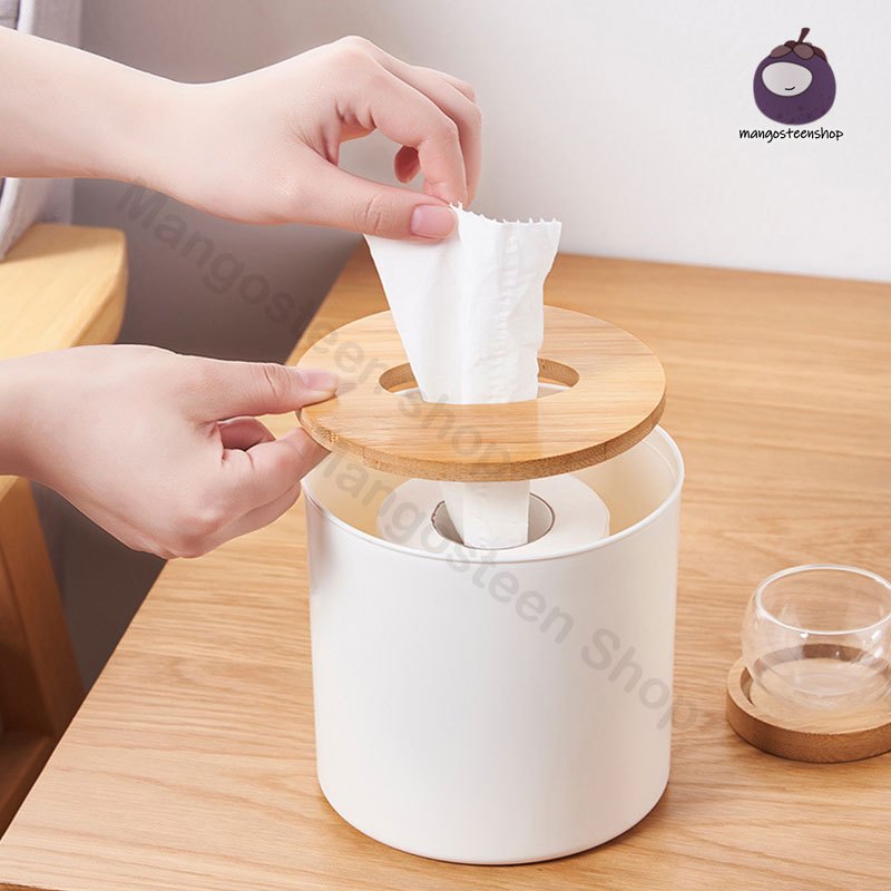 กล่องใส่ทิชชู่ ที่ใส่ทิชชู่ 3 ขนาด มีฝาปิดไม้ แข็งแรงและทนทาน ป้องกันฝุ่น ความจุขนาดใหญ่ เพิ่มด้านล่าง - รูปที่ 4