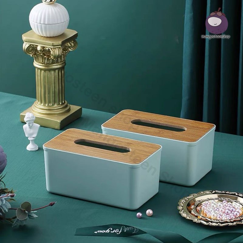 กล่องใส่ทิชชู่ ที่ใส่ทิชชู่ 3 ขนาด มีฝาปิดไม้ แข็งแรงและทนทาน ป้องกันฝุ่น ความจุขนาดใหญ่ เพิ่มด้านล่าง - รูปที่ 7